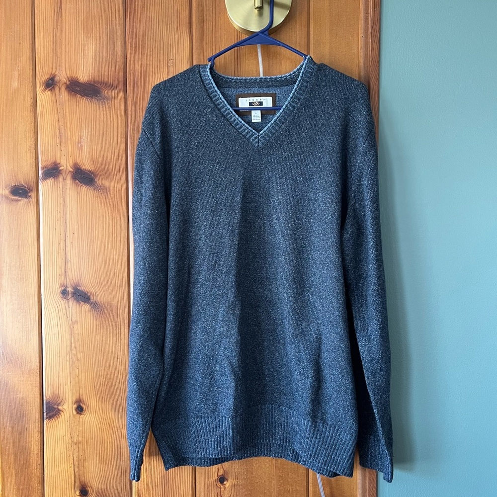 Joseph Abboud Blue V-Neck Wool Blend Sweater- Size L